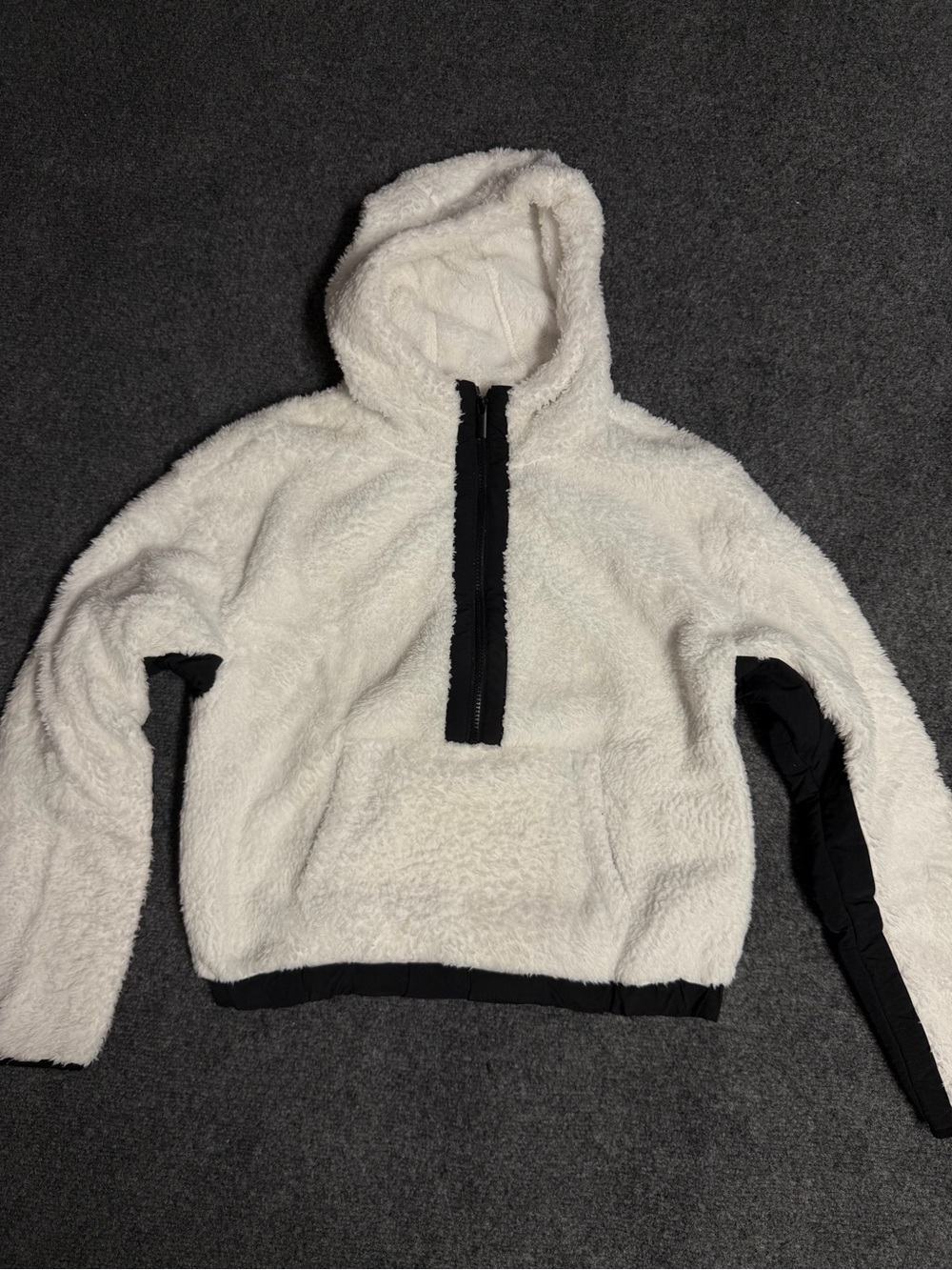 Calvin Klein Performance White Sherpa Hoodie with Black Branding